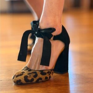 Etro Leopard Pony Hair and Suede Heels Size 38